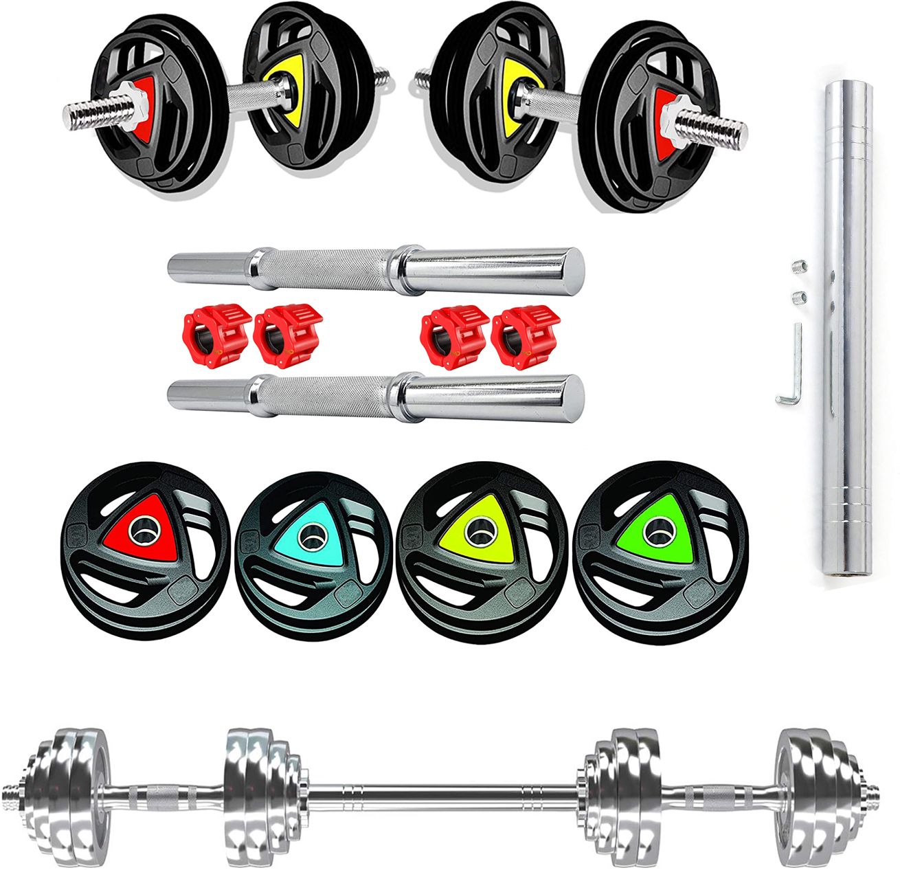 ymd 0.2 kg Professional Rubber Plates 40KG (5 KG X 4 = 40 KG) and Connector Home Gym Combo-picture-47
