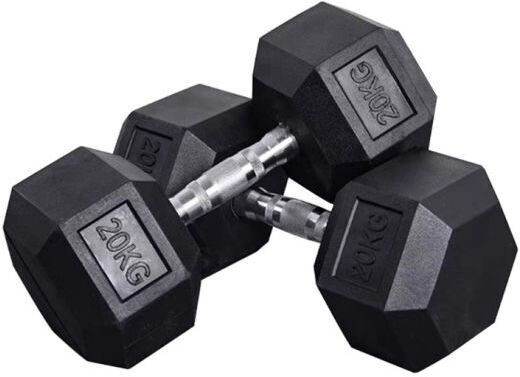 Hexa Rubber coated Hex dumbbells Set for Home Gym (20*2) Hexagon Dumbell Pair Fixed Weight Dumbbell-image-21