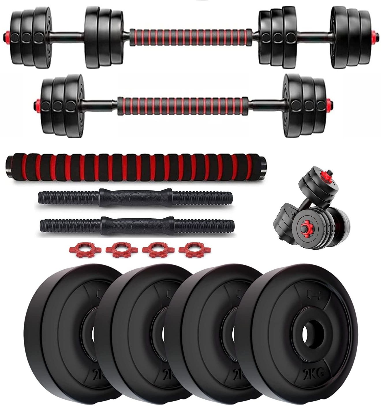 12 kg Weight Plates Home Gym Set Dumbell set rod, connectoor rod Home Gym Combo