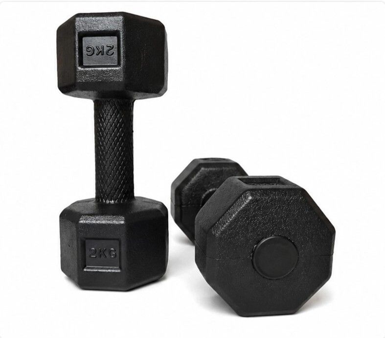 Fitness PVC Hex-Dumbbells pair 2KG each Fixed Weight Dumbbell-image-37