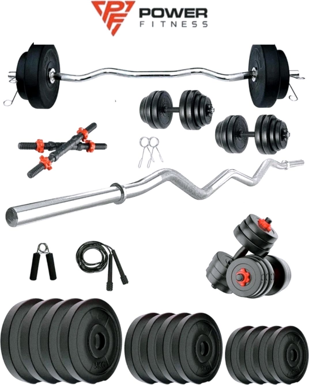30KG PVC Weight Set with Dumbbell Rods, 3ft curl Rod & Acc Gym Fitness Adjustable Dumbbell-image-35