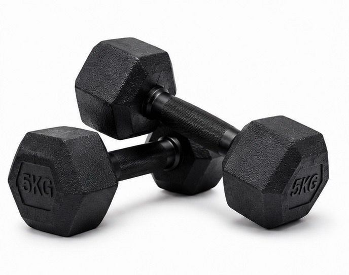 Pvc 5 kg x2 pc hex dumbbells Fixed Weight Dumbbell-image-44