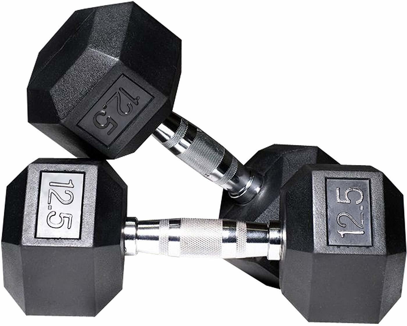 houseofcommon 0.2 kg Hexa Dumbbells Pure Rubber (12.5x2=25Kg) Set For Home Gym Workout Home Gym Combo-picture-3