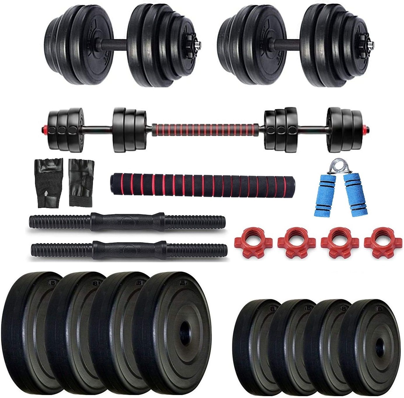 Weight Plates 16kg Exercise kit Gym Dumbbell Set Home Gym +Extension Rod. Adjustable Dumbbell-image-4