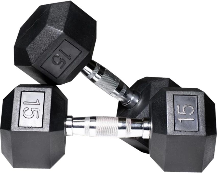 Hexa Rubber coated Hex dumbbells Set for Home Gym (15*2) Hexagon Dumbell Pair Home Gym Combo-image-33