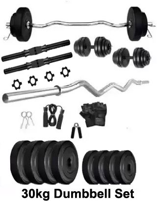 l'avenir 30 kg 30KG PVC Weight Plates + 2 Dumbbell Rods + Fitness Accessories Home Gym Combo-picture-31