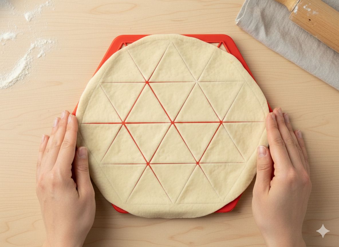 Hot Red Hexagon Easy Samosa Patty Maker | 24-in-1 Triangle Momos/Gujiya Dough Cutter Manual Dough Press