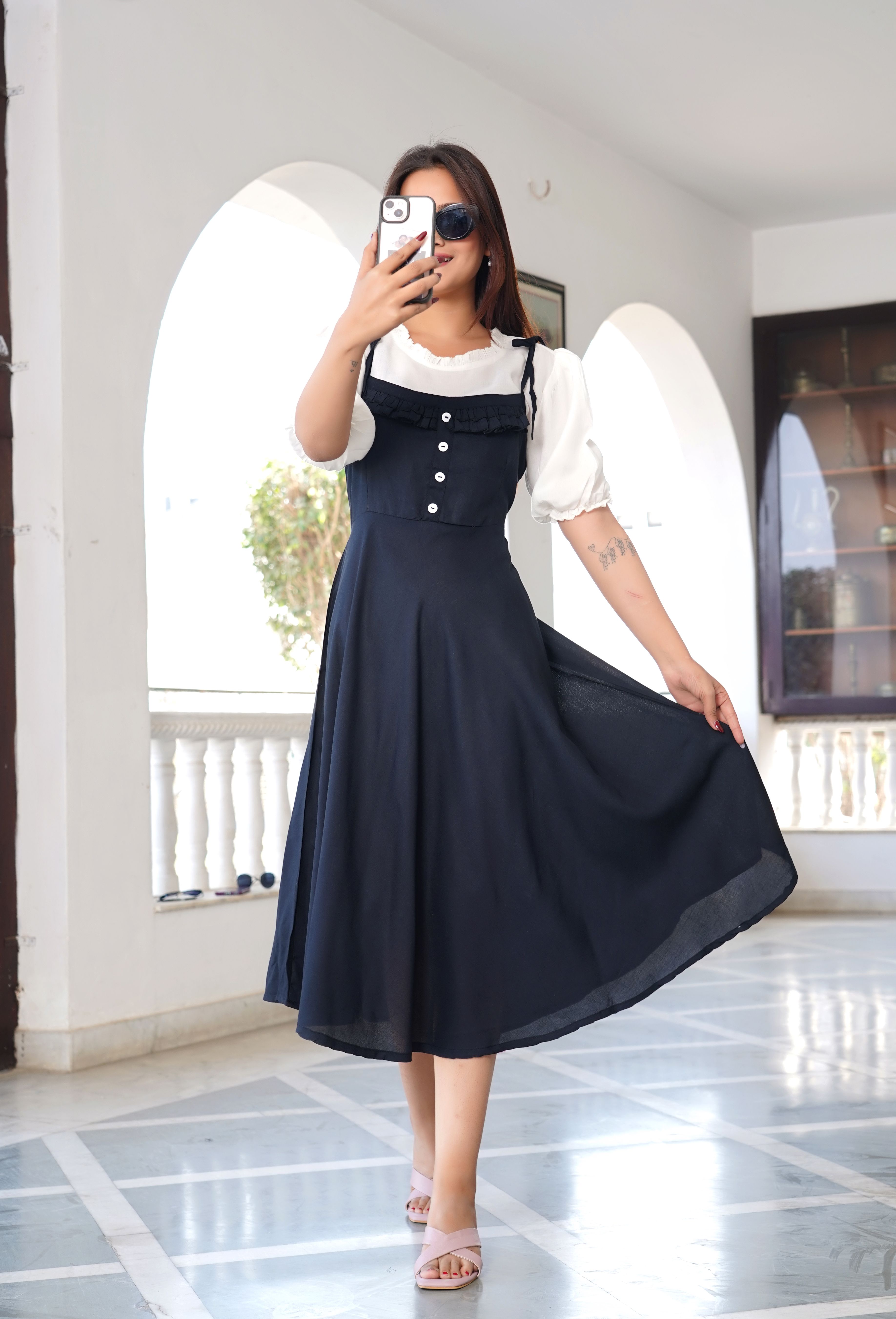 sadhnazon Women White, Blue Dungaree-picture-40