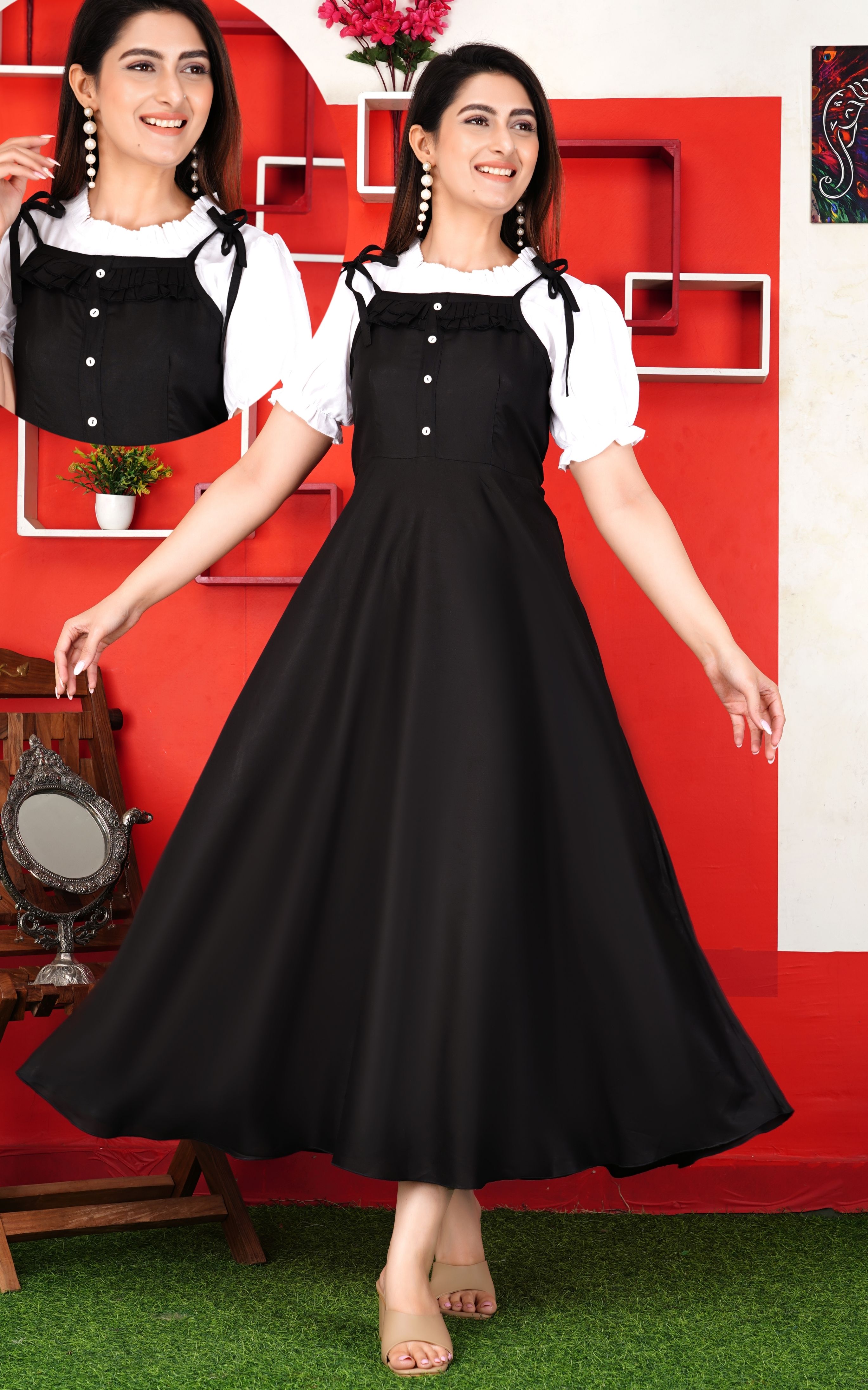 aakansha Women Black, Yellow Dungaree-picture-24