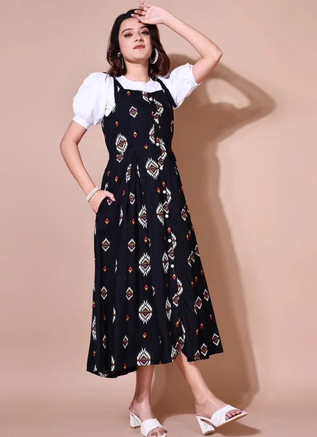 Women Black, White Dungaree-image-22