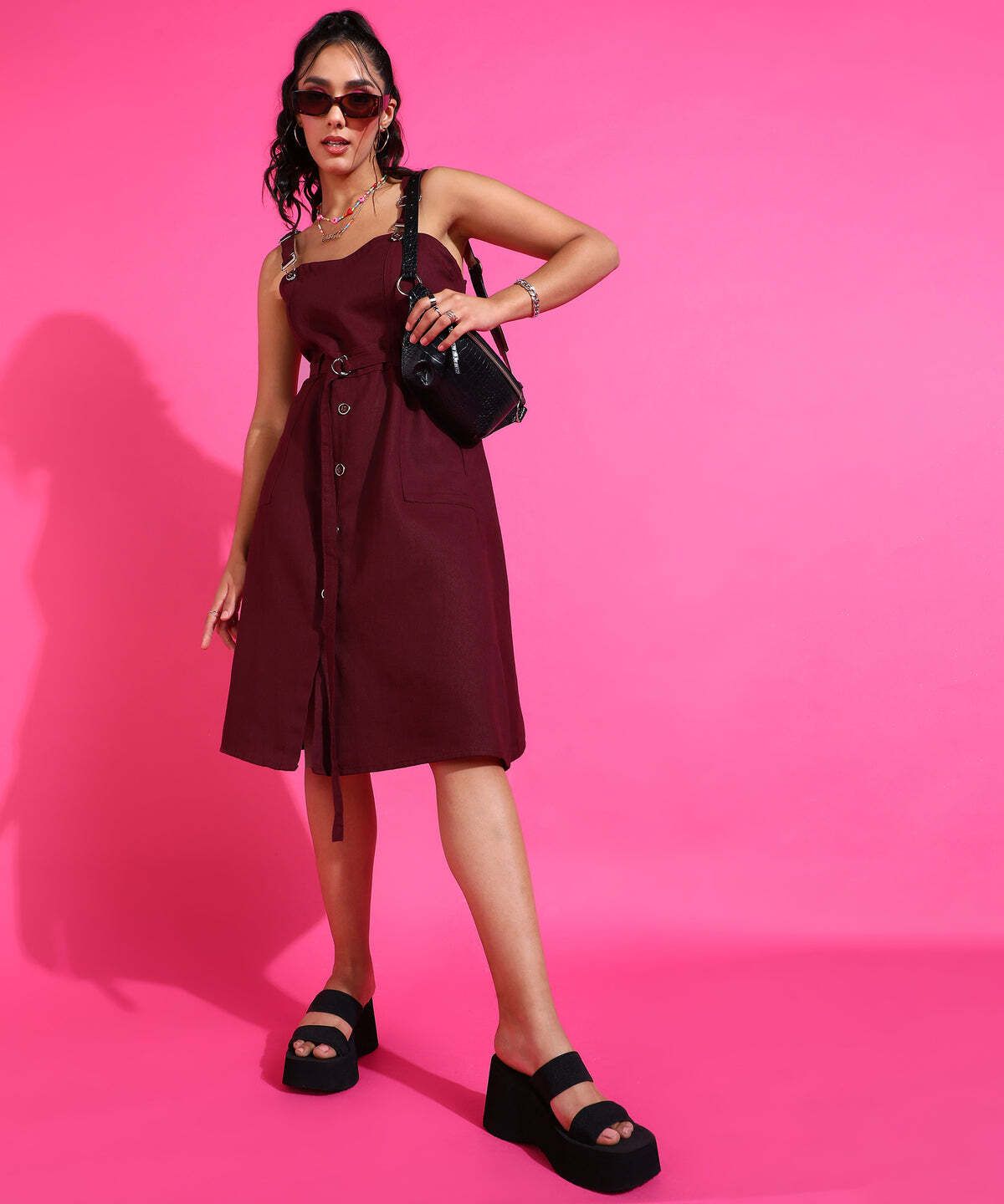 codaisy Women Maroon Dungaree-picture-22
