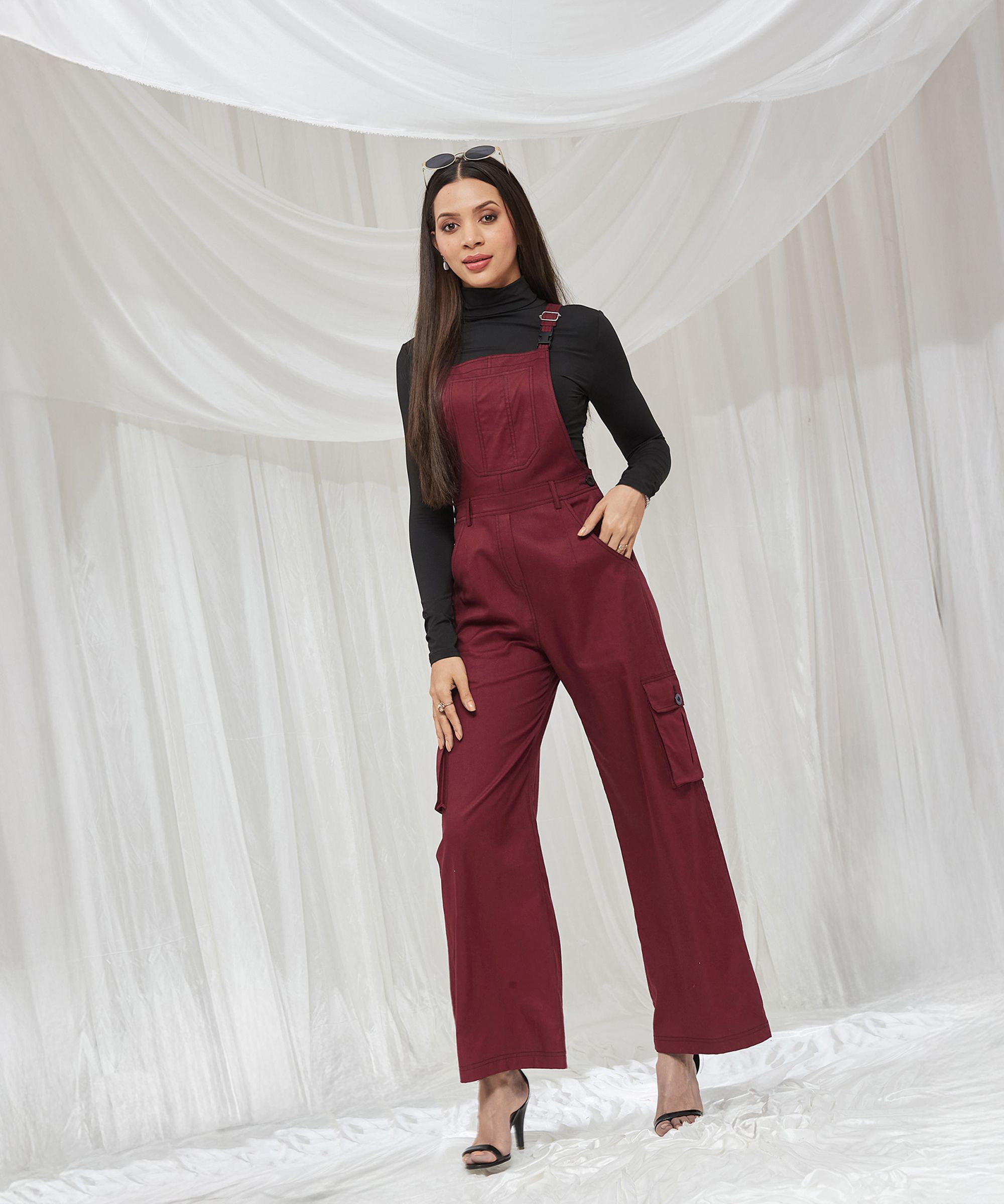 miss chase Women Maroon Dungaree-picture-41
