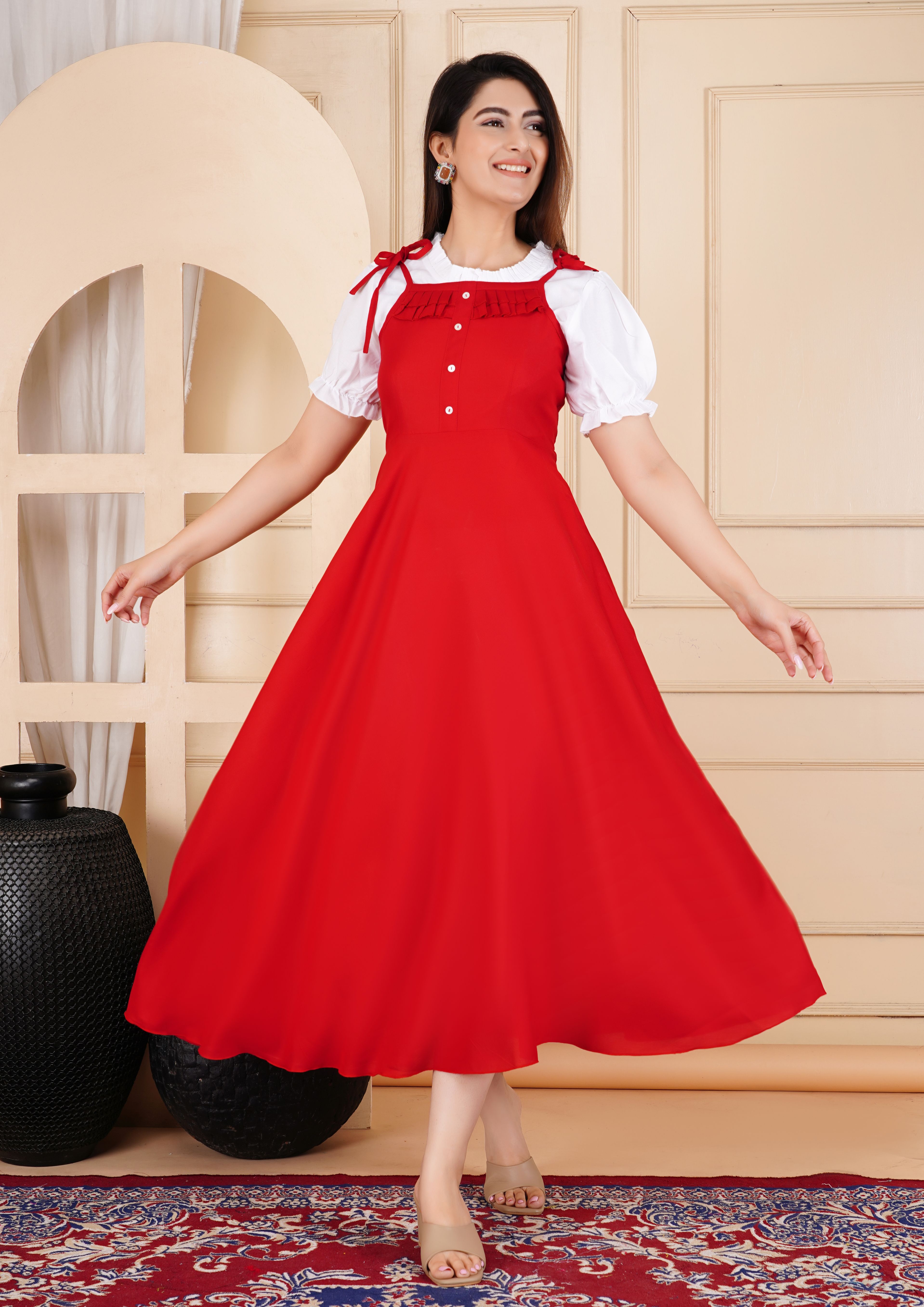 aashish Women Red Dungaree-picture-19