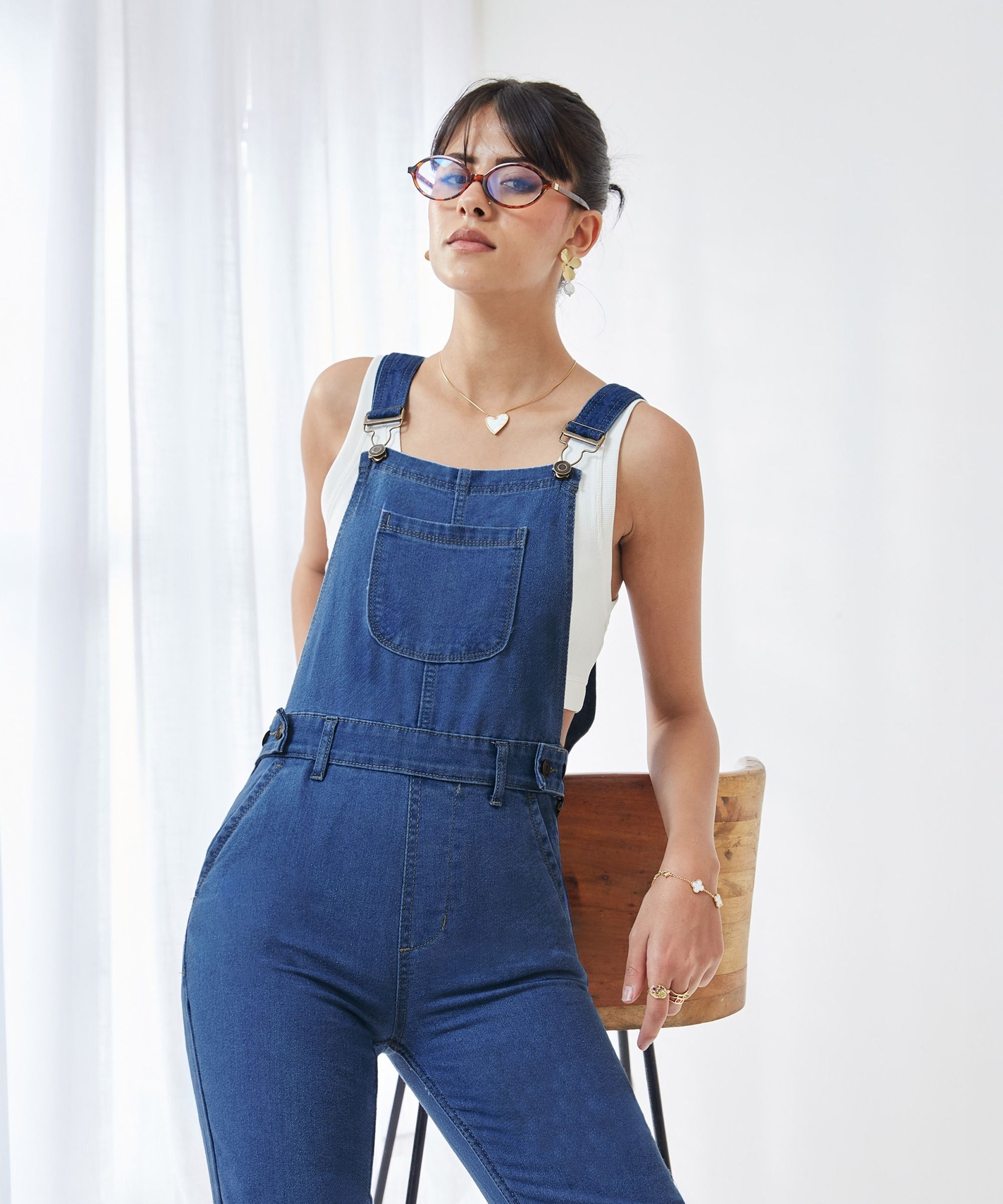 Women Blue Dungaree-image-12
