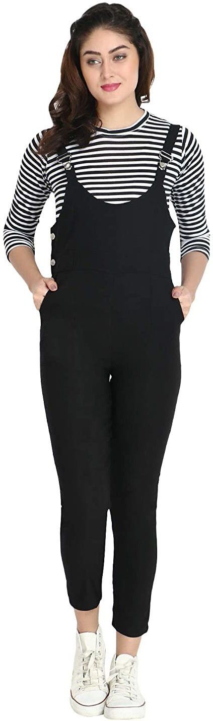Women Black Dungaree-image-46