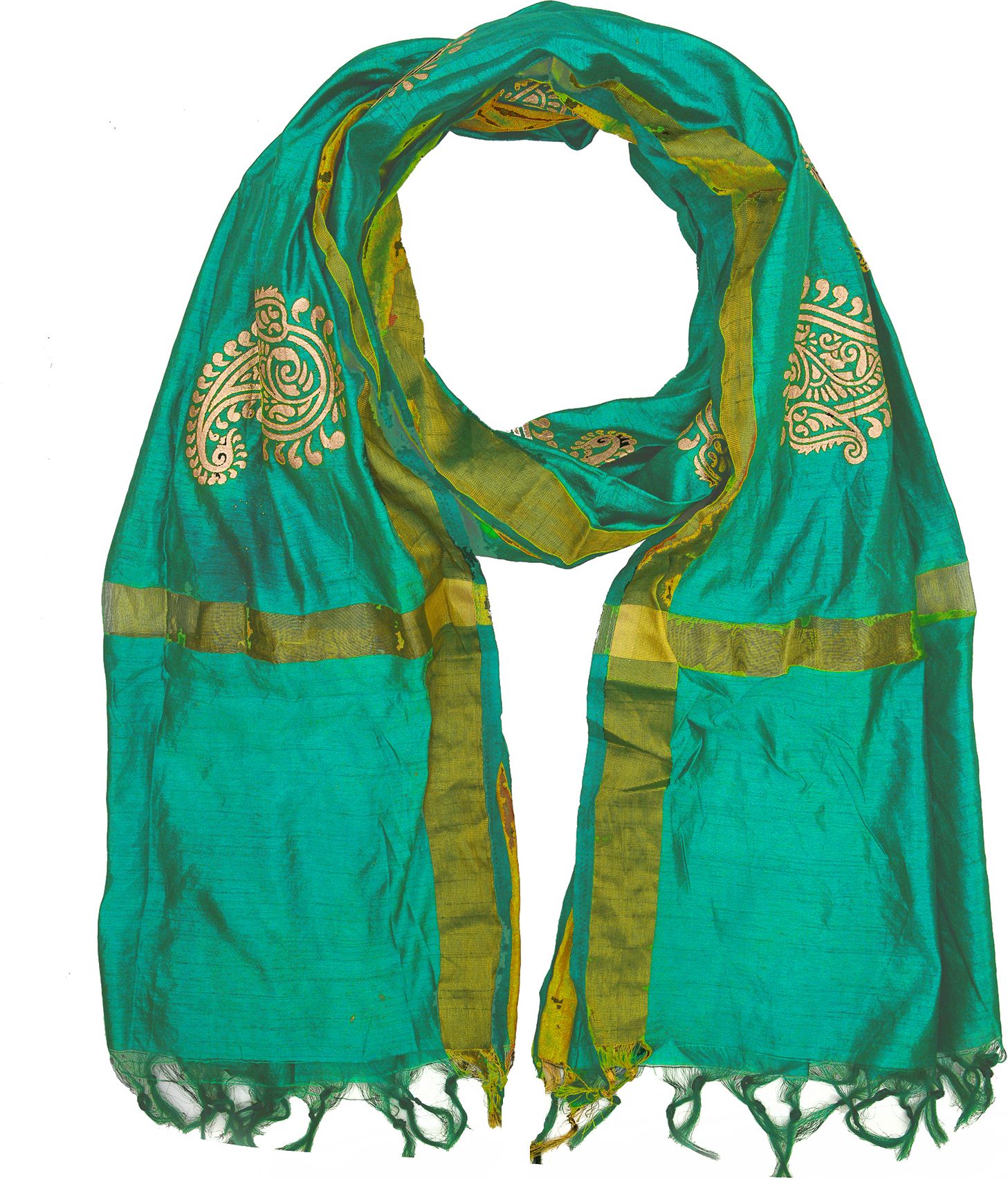 whiteheaven Pure Silk Printed Light Green Women Dupatta-picture-8