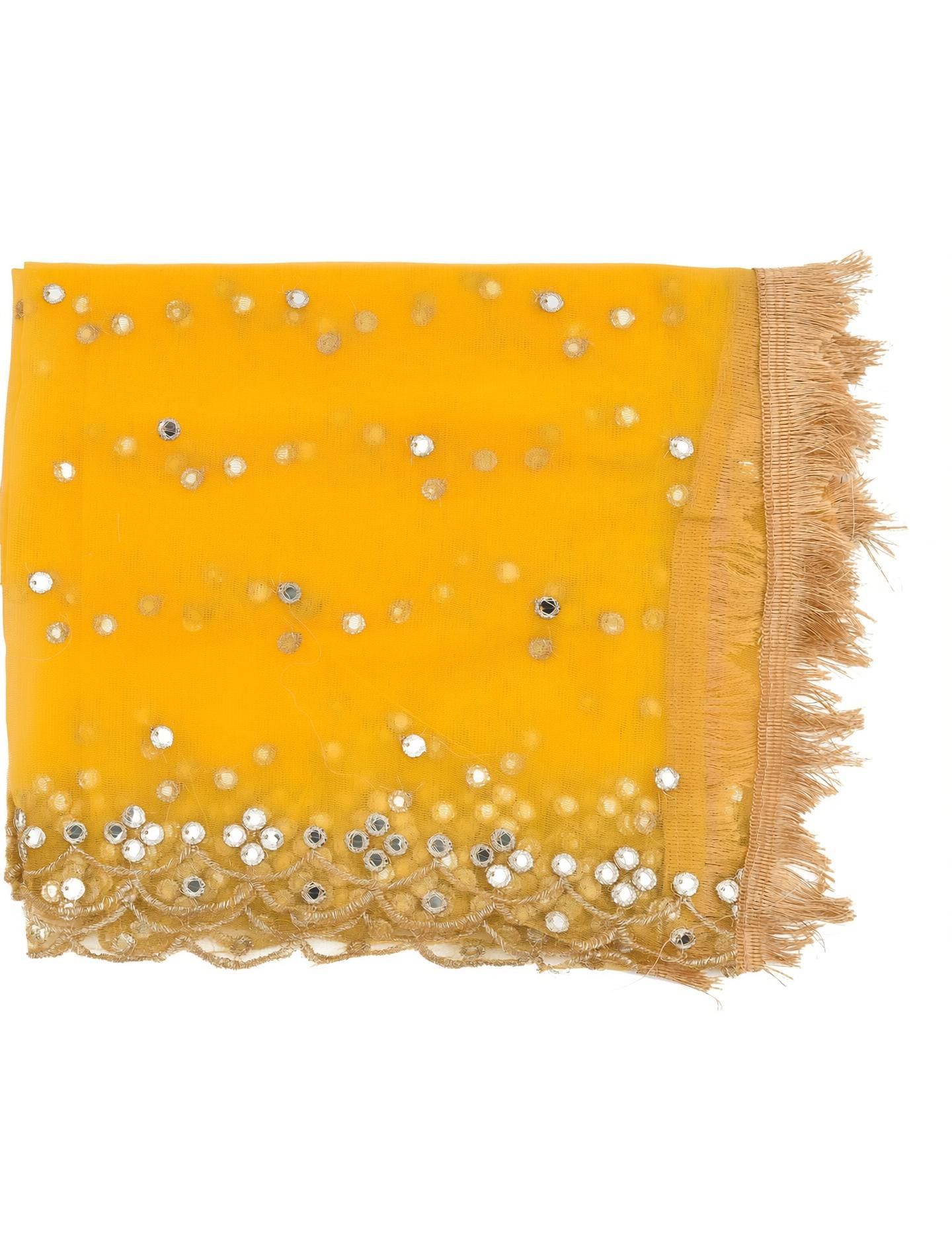 youthquake Net Embroidered Yellow Women Dupatta-picture-20