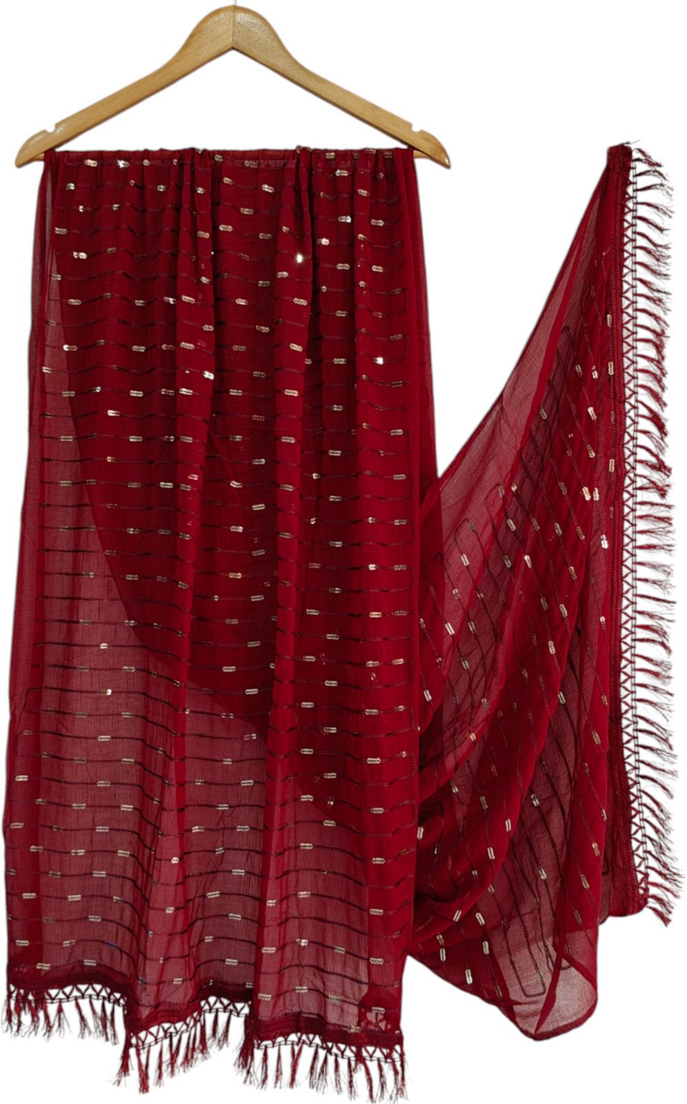 Chiffon Embellished Maroon Women Dupatta-image-11