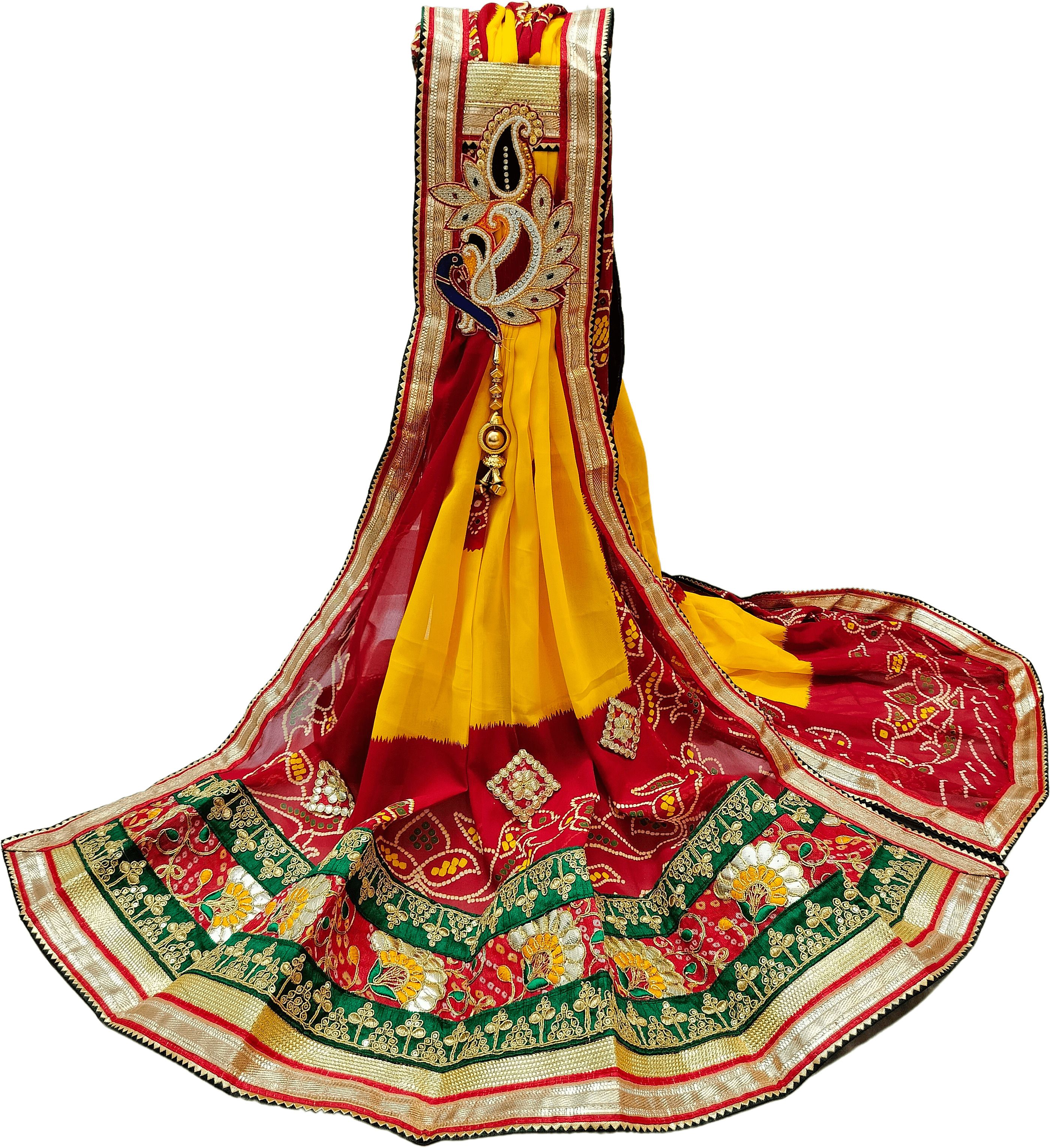 agrawal creations Poly Georgette Embroidered Yellow Women Dupatta-picture-21