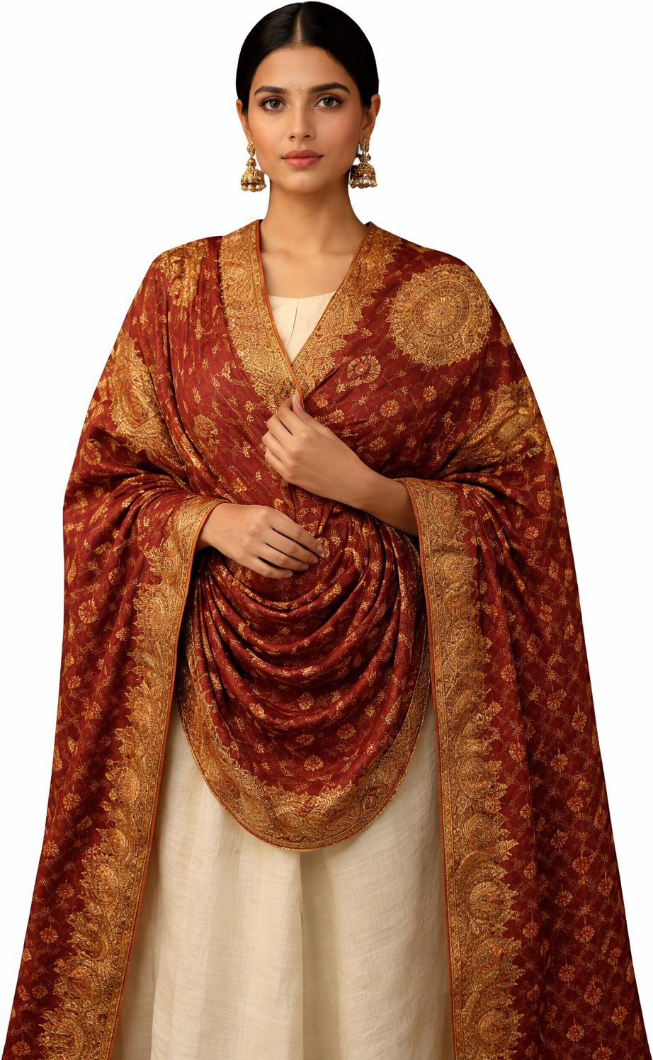 stitchtheory Pure Silk Embroidered Maroon Men Dupatta-picture-21