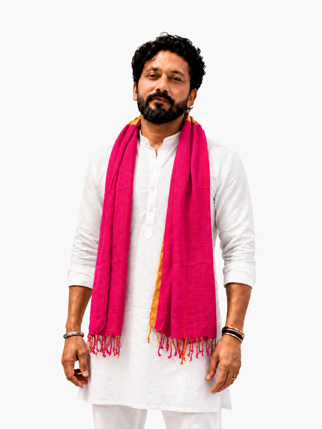 tradeezest Rayon, Cotton Blend Solid Pink Men Dupatta-picture-44