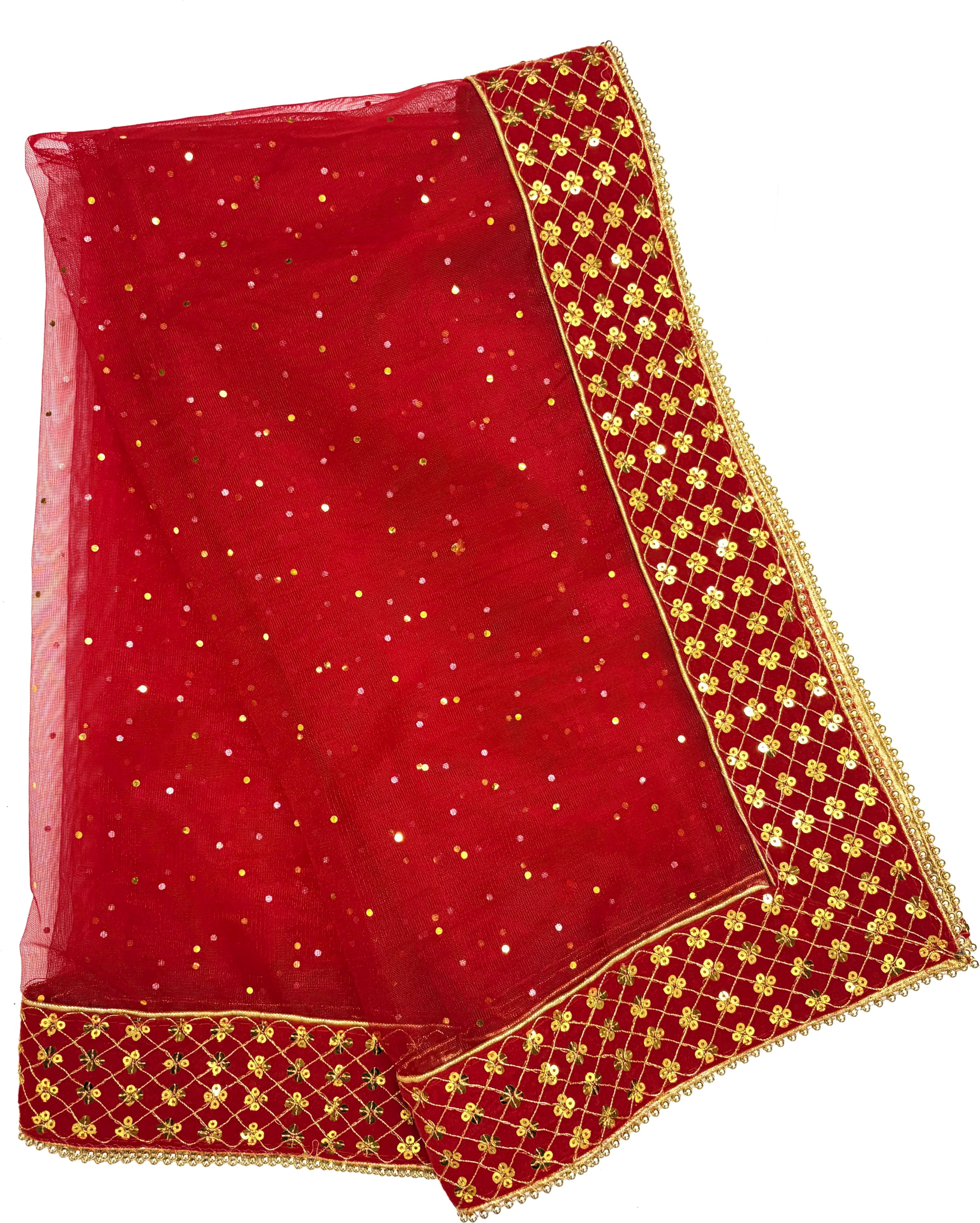 Net Embroidered Red Women Dupatta-image-16