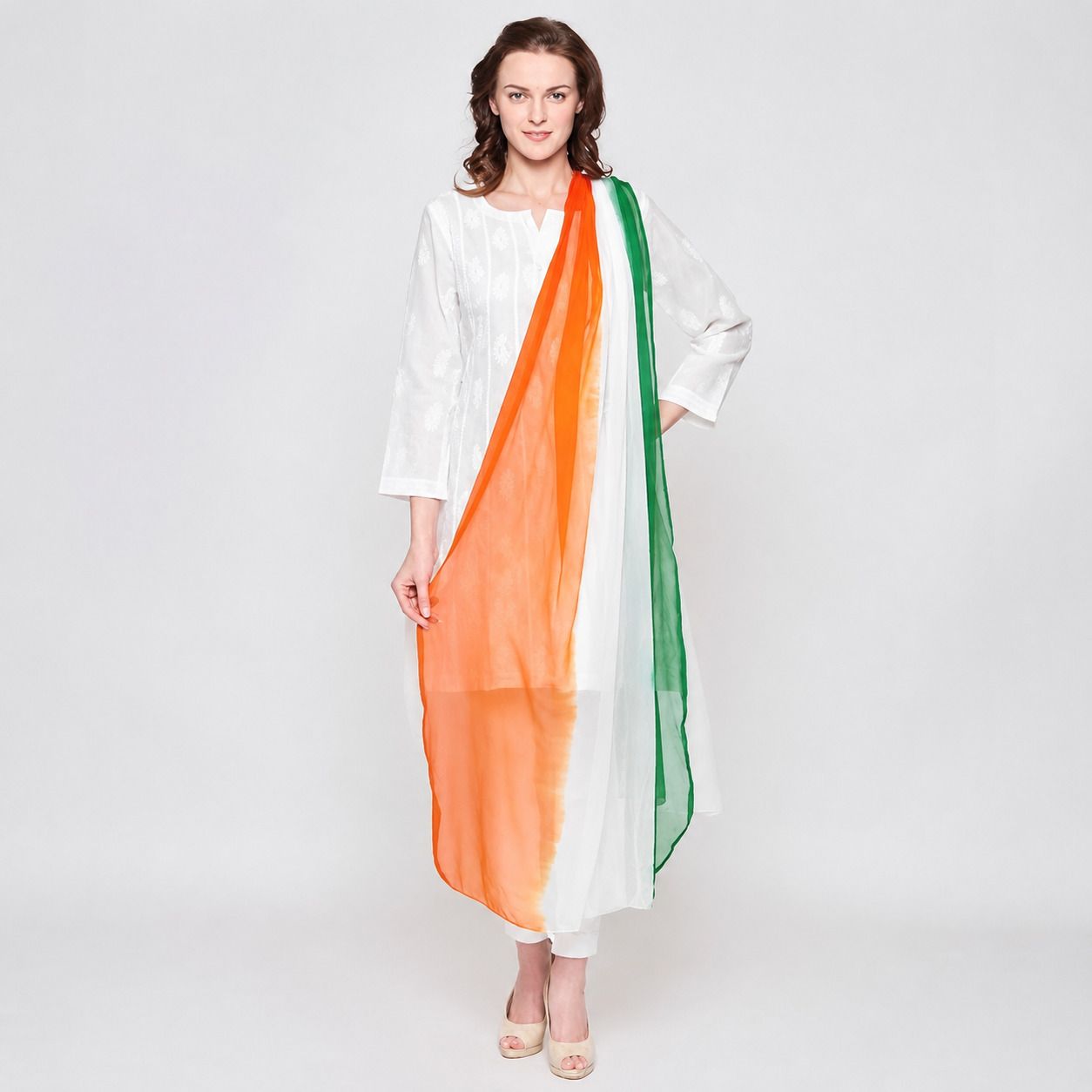 Chiffon Self Design Multicolor Women Dupatta-image-48