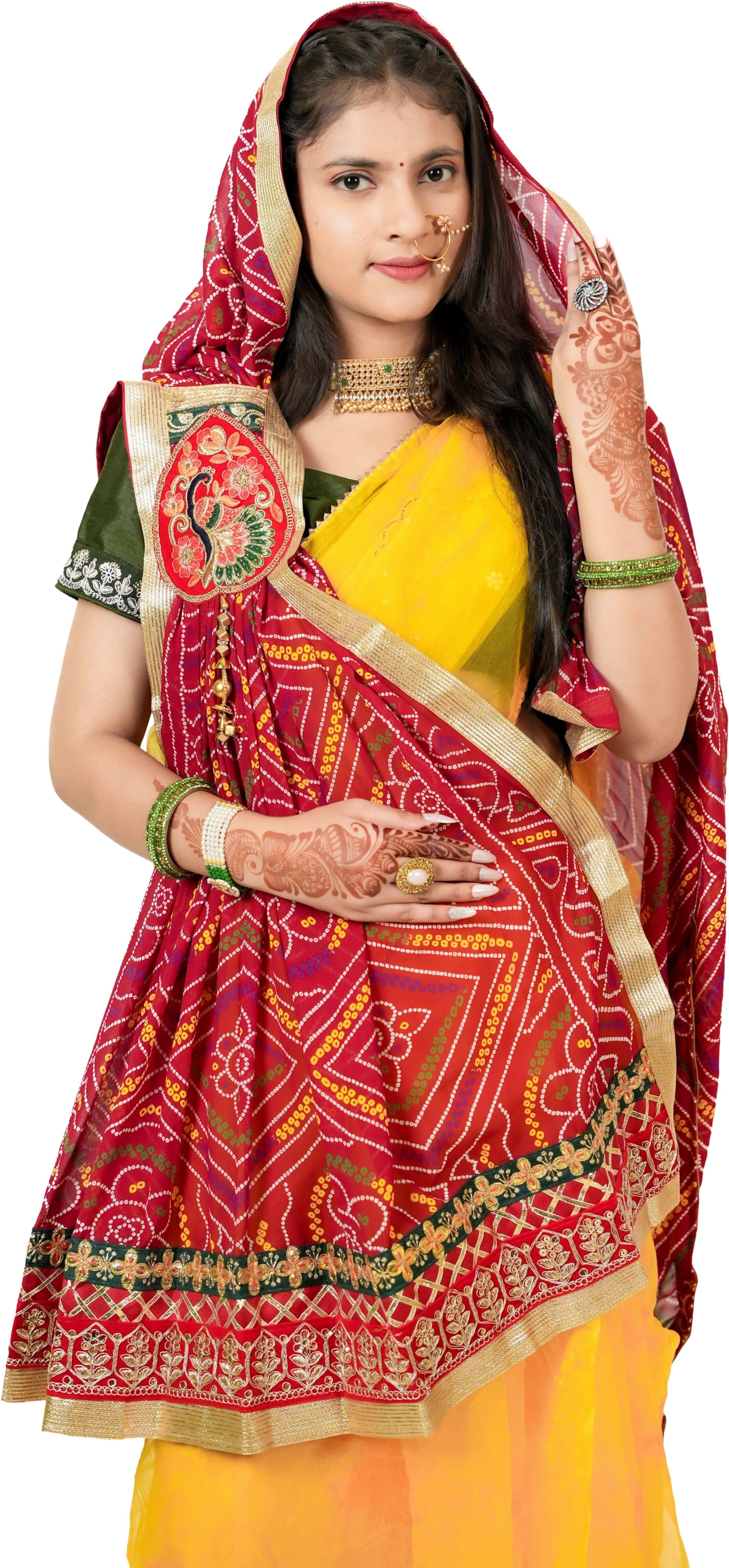 Poly Georgette Embroidered Red Women Dupatta-image-11