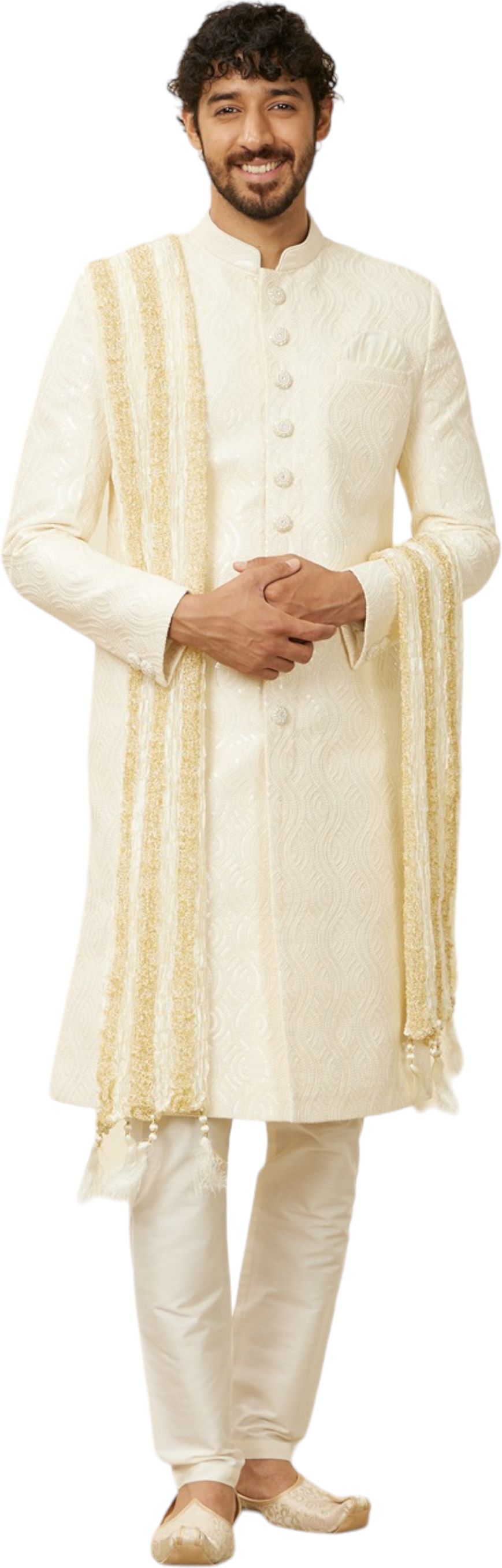 manyavar Art Silk Self Design White Men Dupatta-picture-26