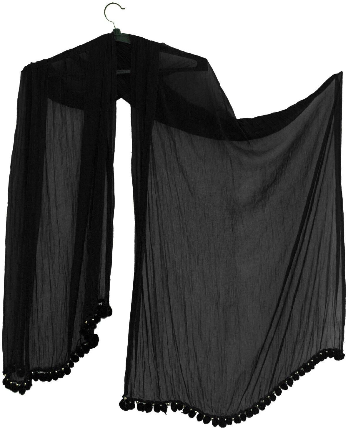 Chiffon Solid Black Women Dupatta