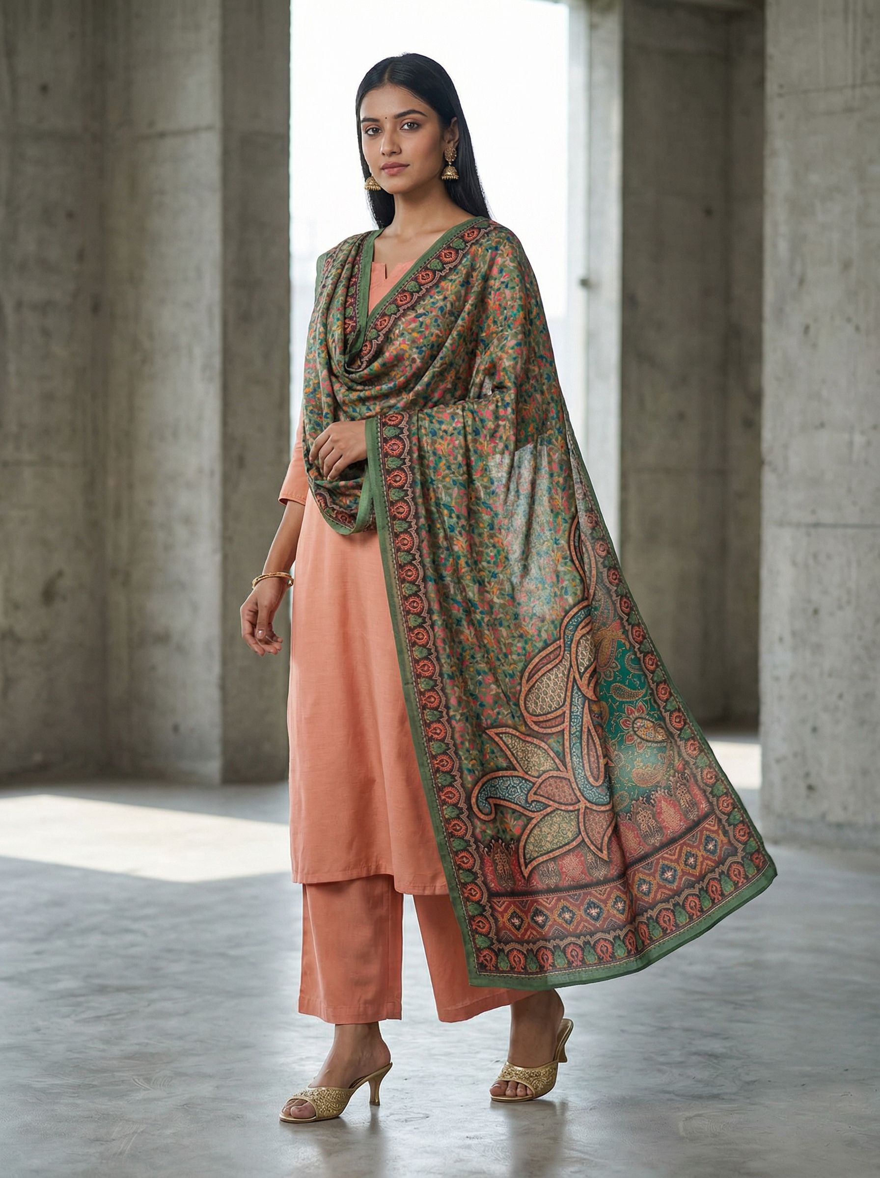 kahiraa wholetex Silk Blend Printed Light Green Women Dupatta-picture-38