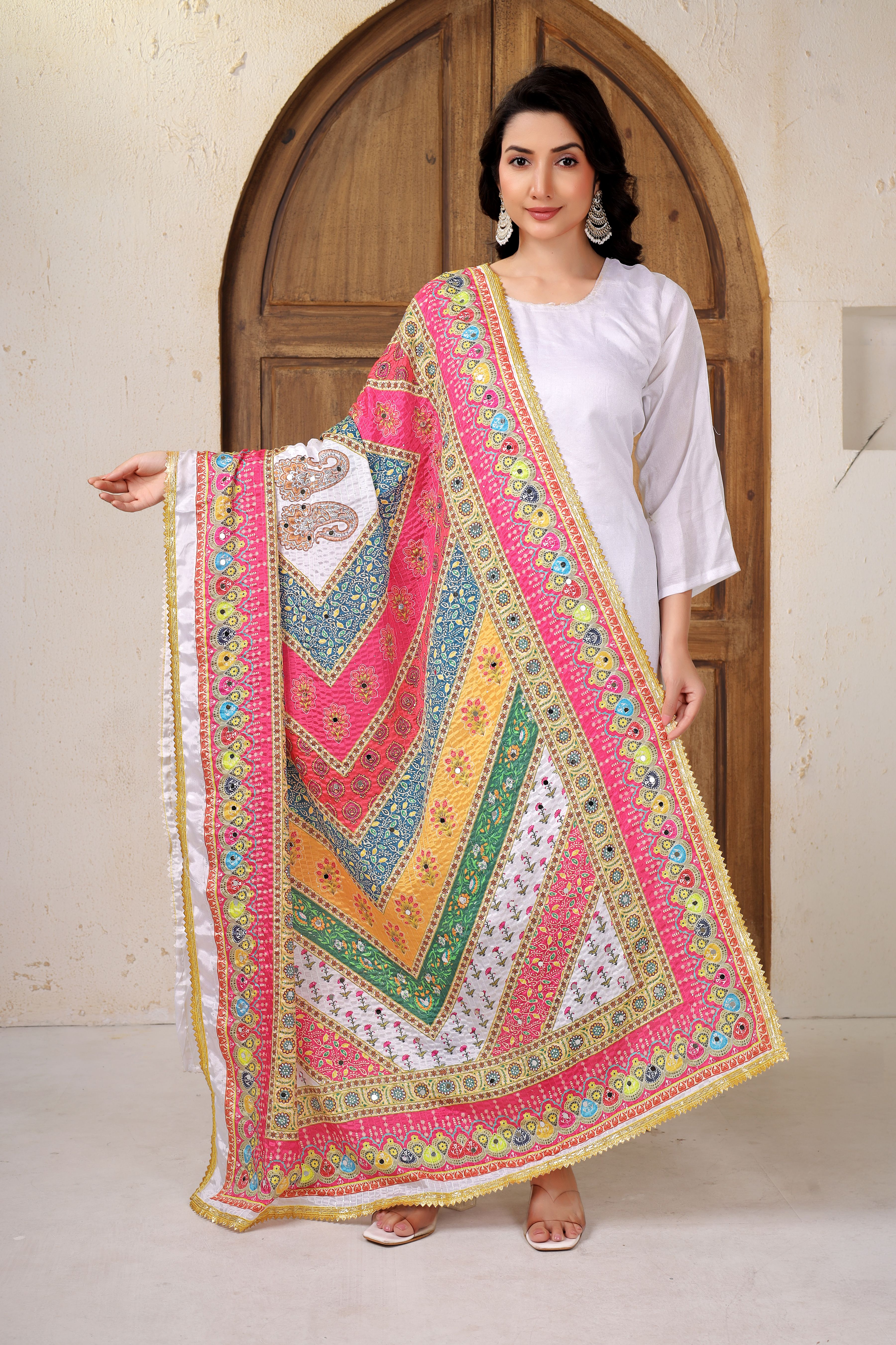 Art Silk Printed Multicolor Women Dupatta-image-24