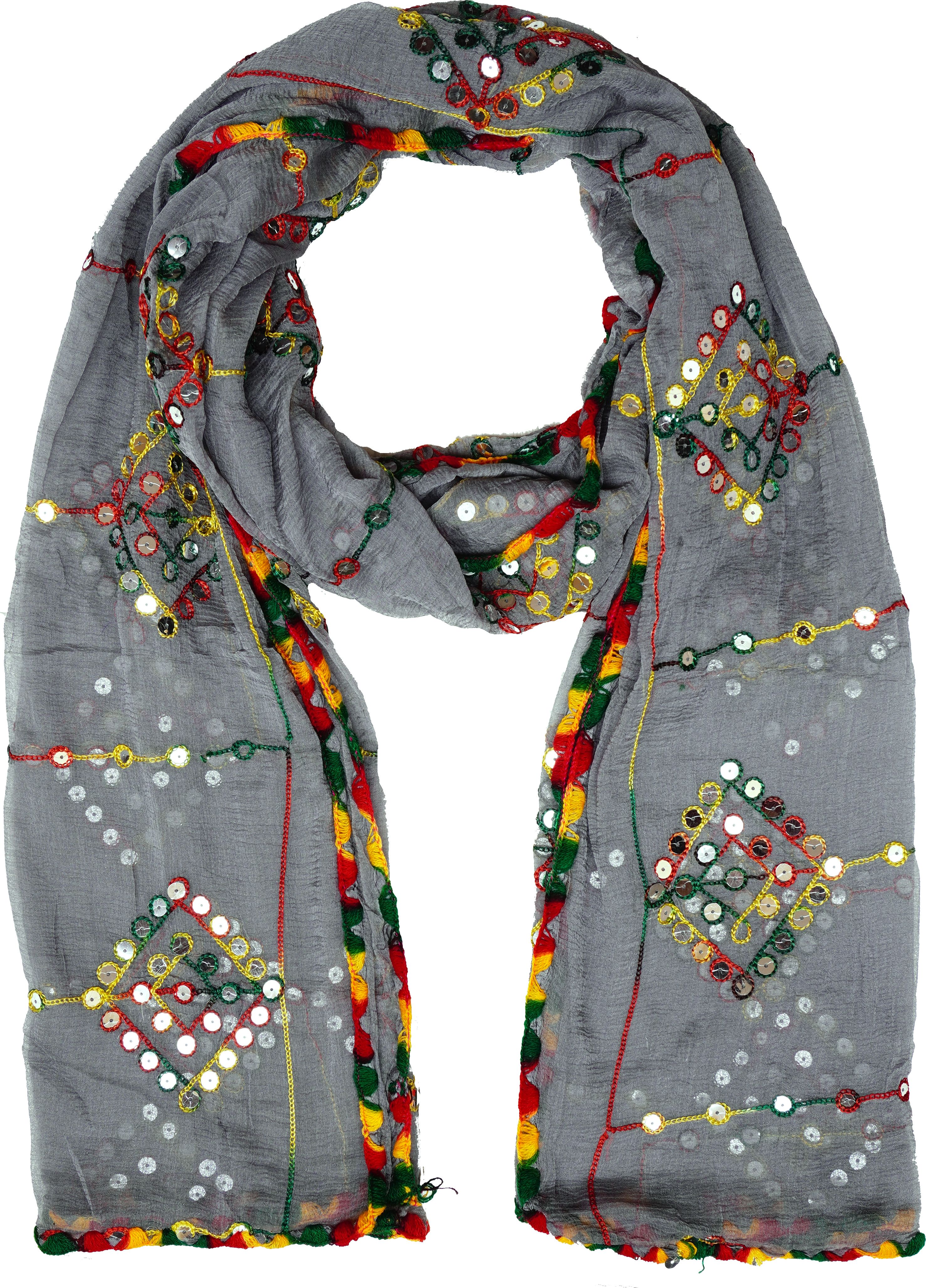 whiteheaven Chiffon Embroidered Grey Women Dupatta-picture-12