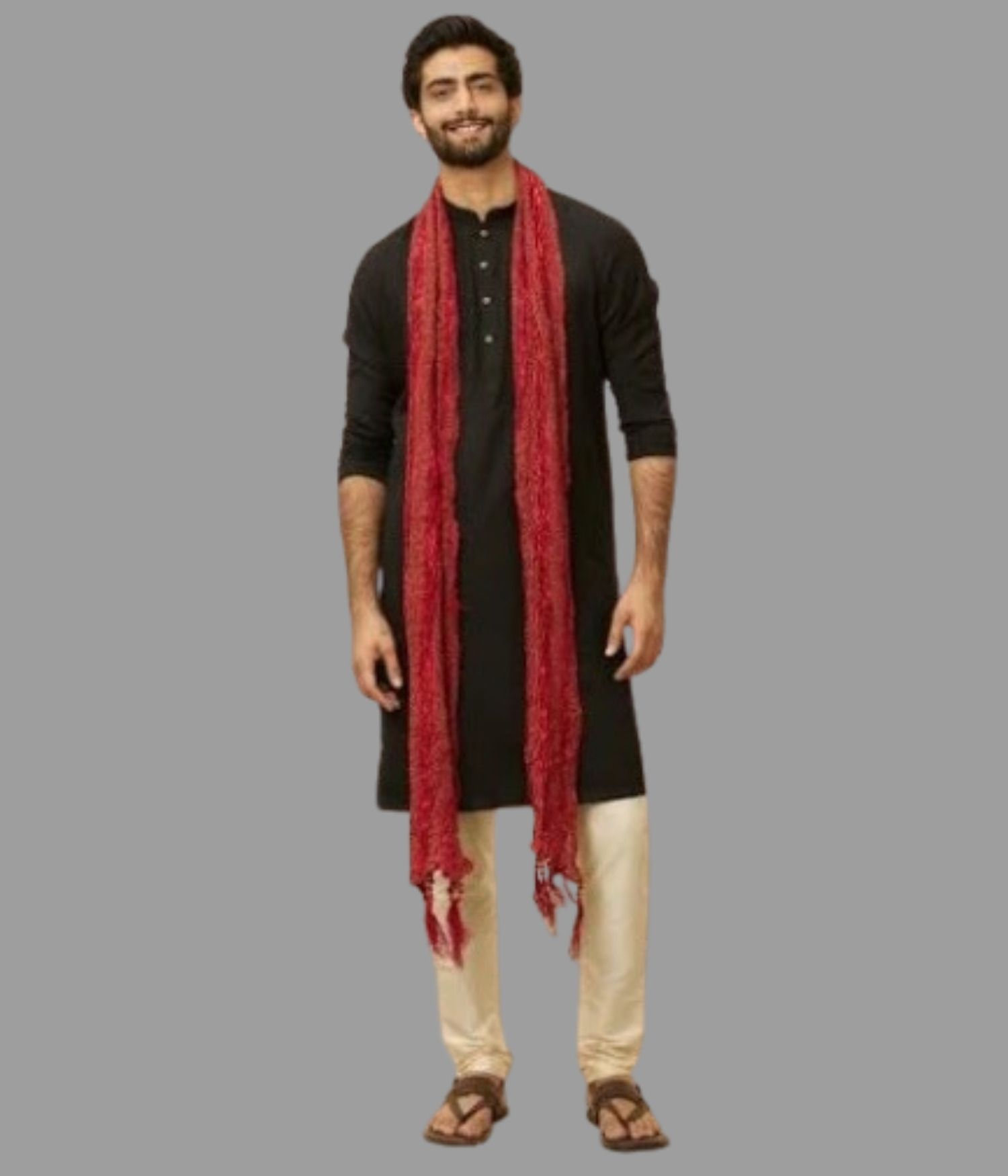 dupattasilk Jacquard Woven, Self Design Maroon Men Dupatta-picture-17