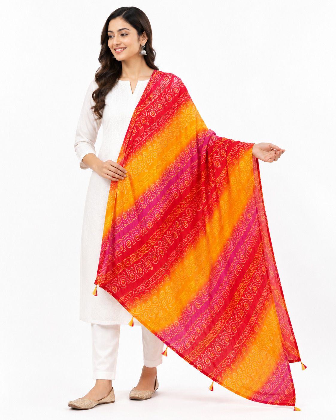 Satin Blend Solid Orange Women Dupatta-image-13