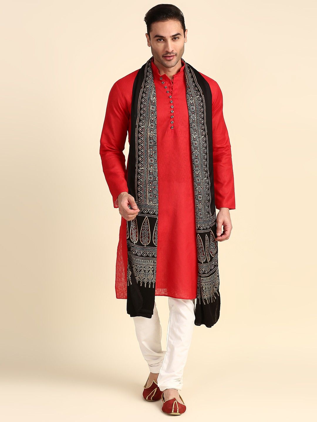 dupatta bazaar Pure Silk Printed Black Men Dupatta-picture-34