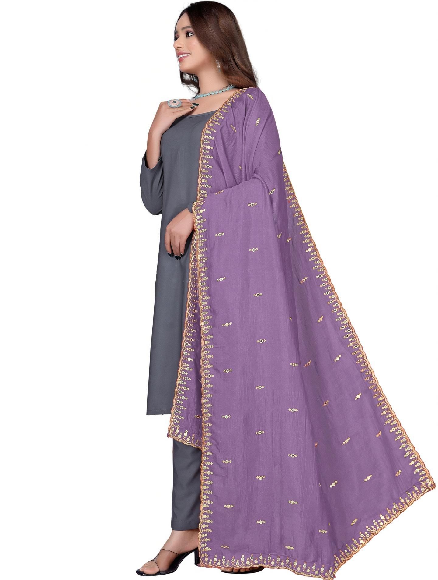 sekmany Silk Blend Embroidered Purple Women Dupatta-picture-30