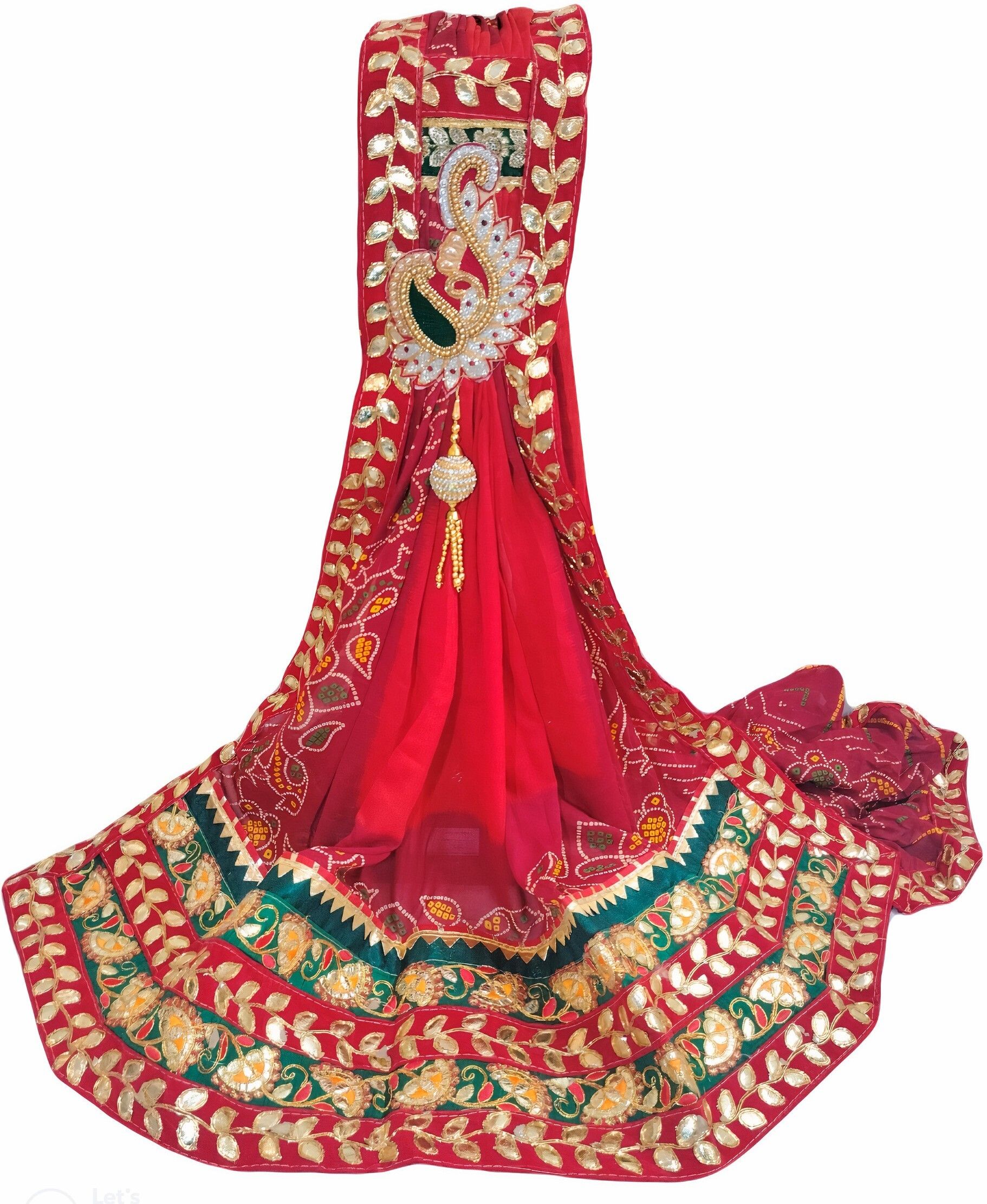 Poly Georgette Embroidered Orange Women Dupatta-image-44