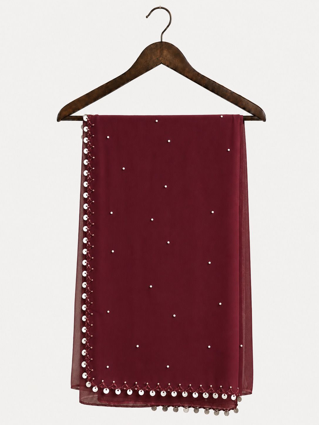 Chiffon Embellished Maroon Women Dupatta-image-12