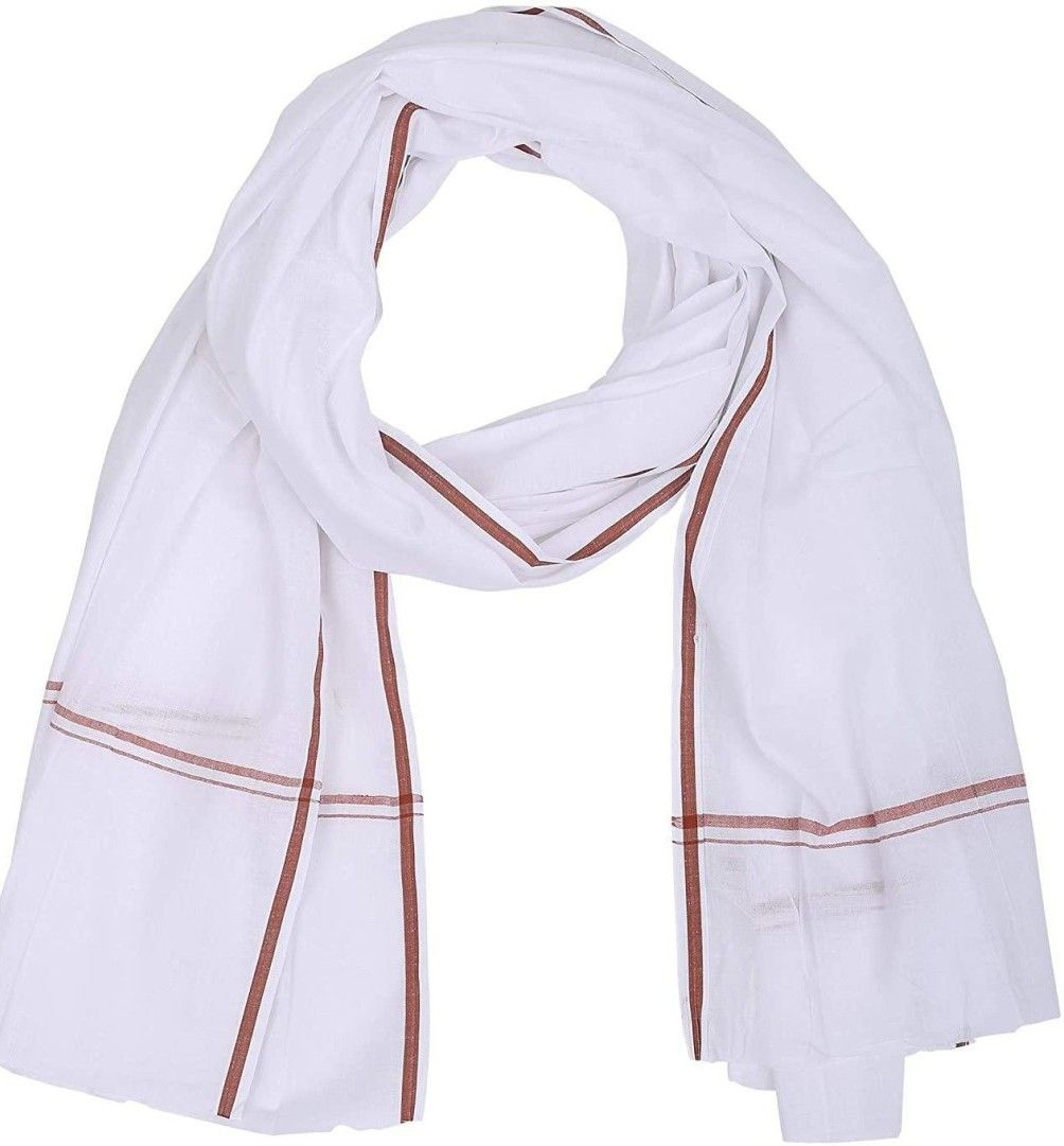 fancy duppatta house Pure Cotton Striped White Men Dupatta-picture-32