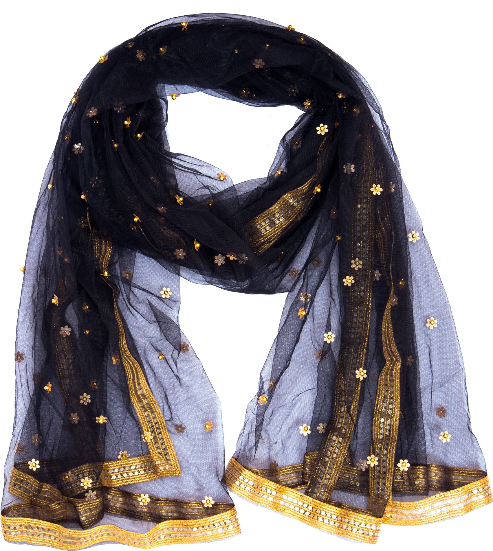 whiteheaven Net Embroidered Black Women Dupatta-picture-49