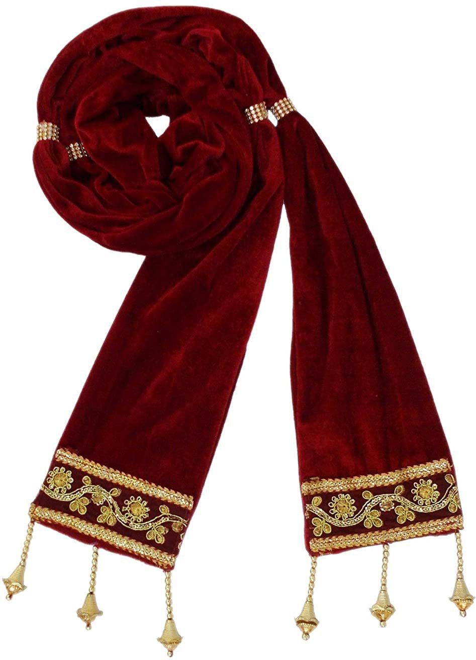 ram murti enterprises Velvet Embroidered Red Men Dupatta-picture-11