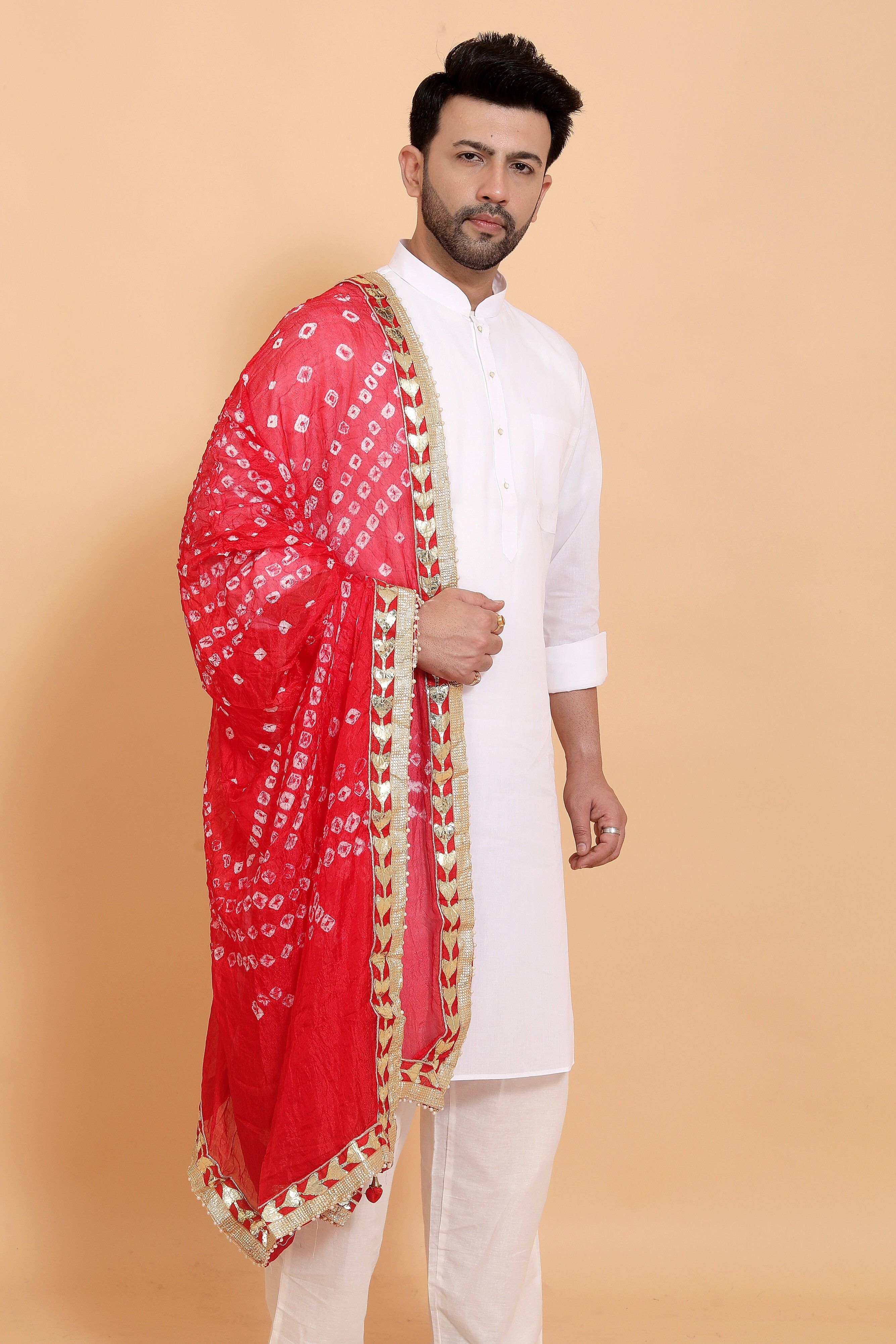 ebadat Chiffon Embroidered Red Men Dupatta-picture-24