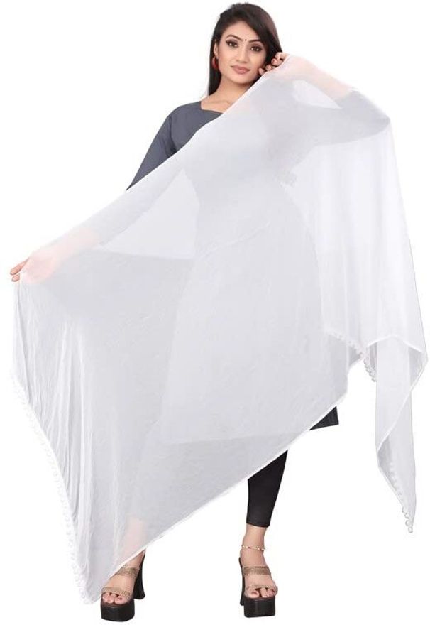sahinadupatta Chiffon Solid White Women Dupatta-picture-24