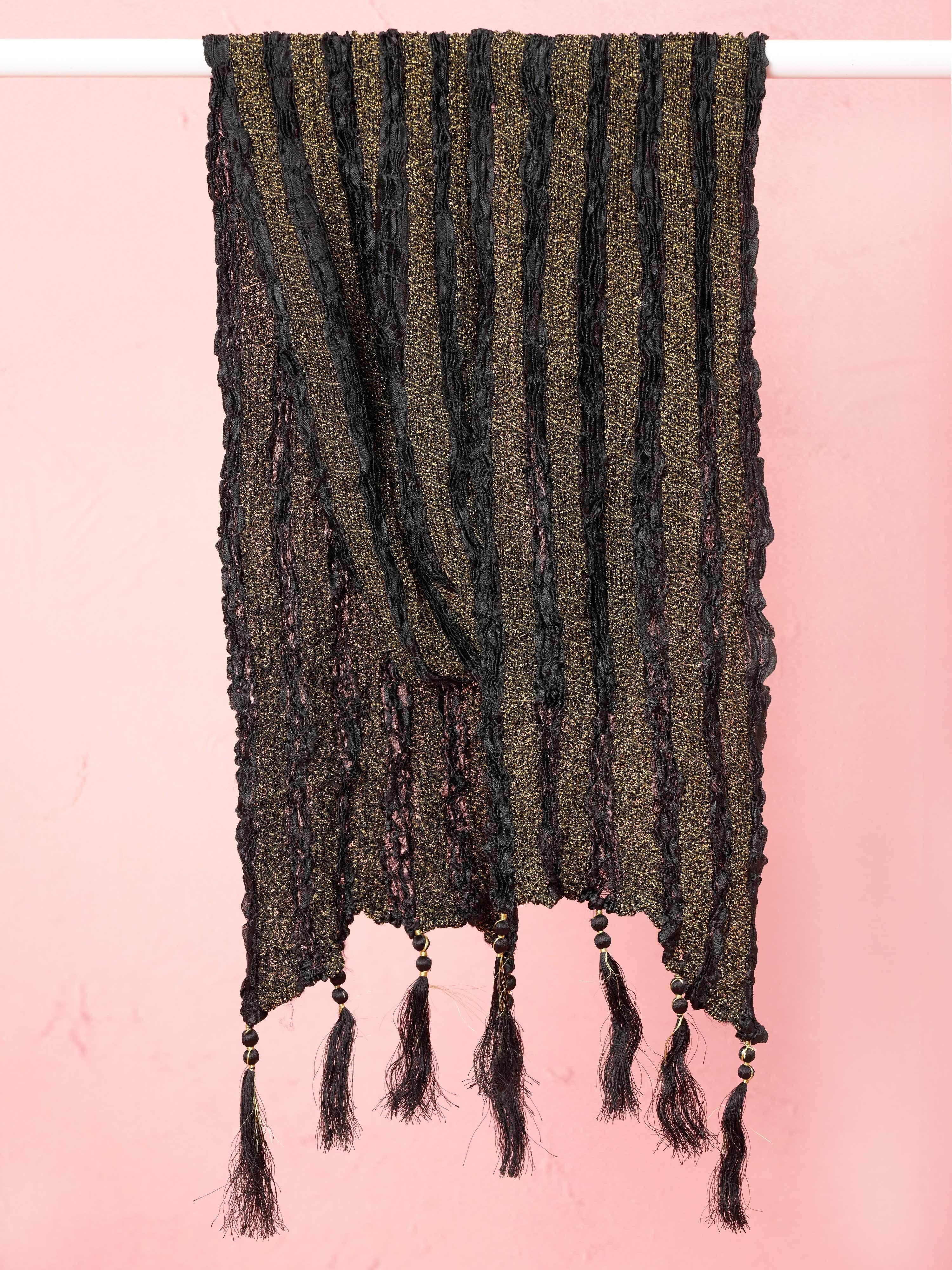 Polyester Self Design Black Men Dupatta-image-45