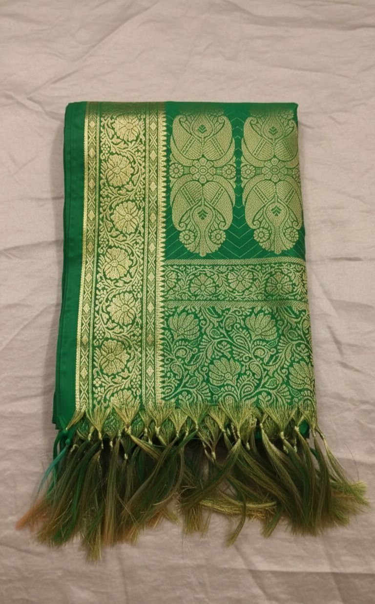 Art Silk Solid, Self Design Green Men Dupatta-image-33