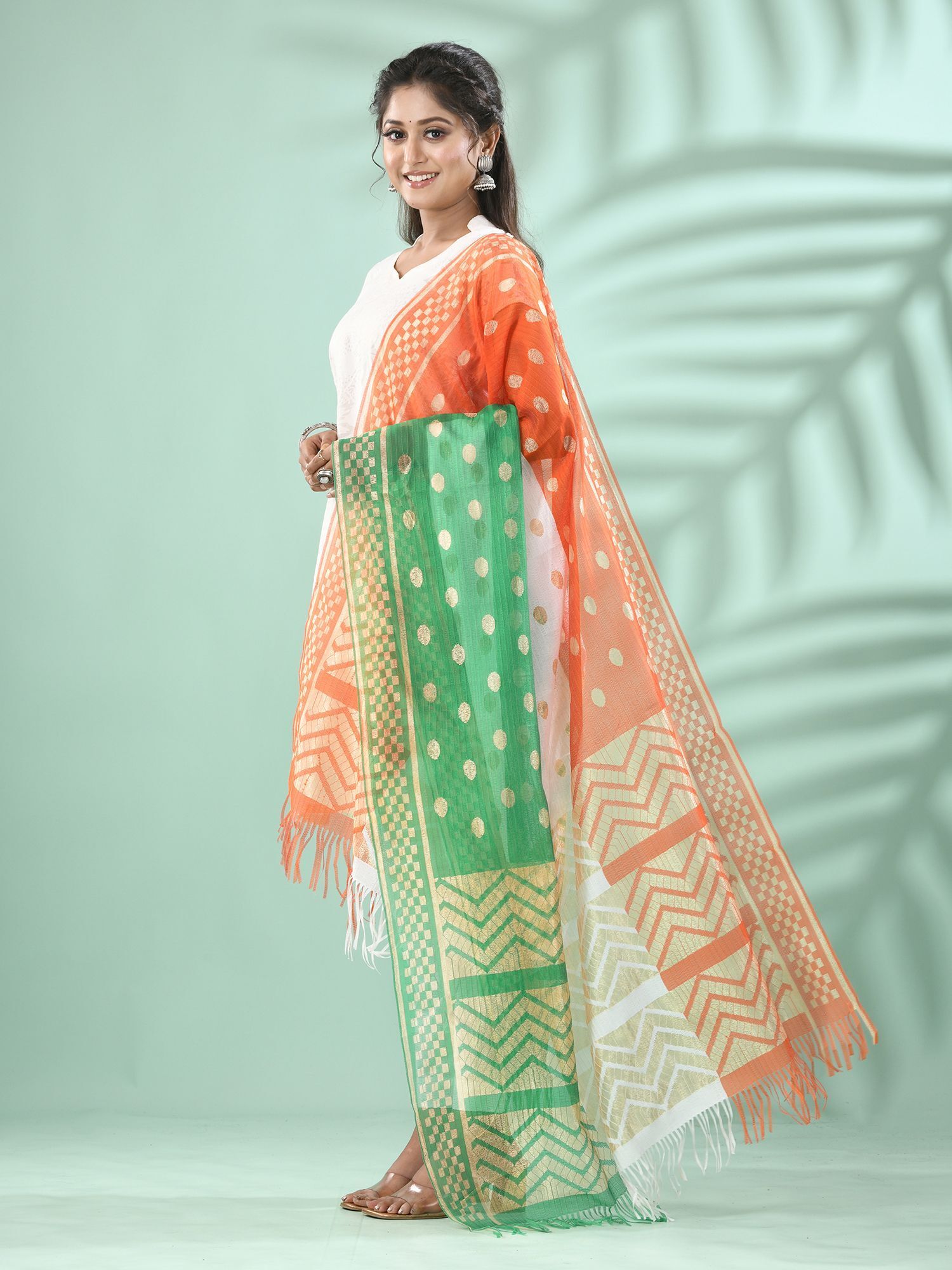 Art Silk Polka Print Multicolor Women Dupatta-image-43