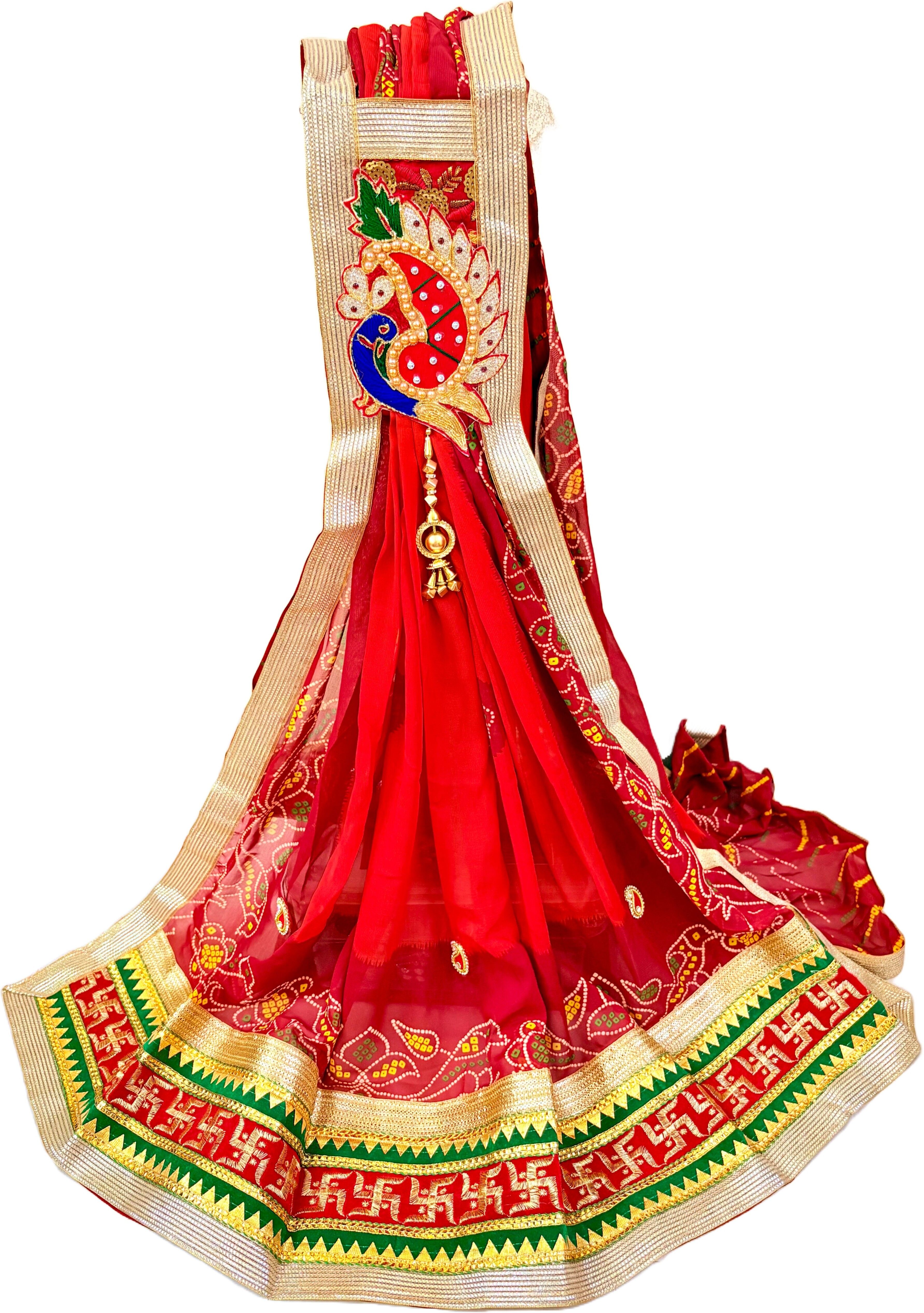 Poly Georgette Embroidered Orange Women Dupatta-image-45
