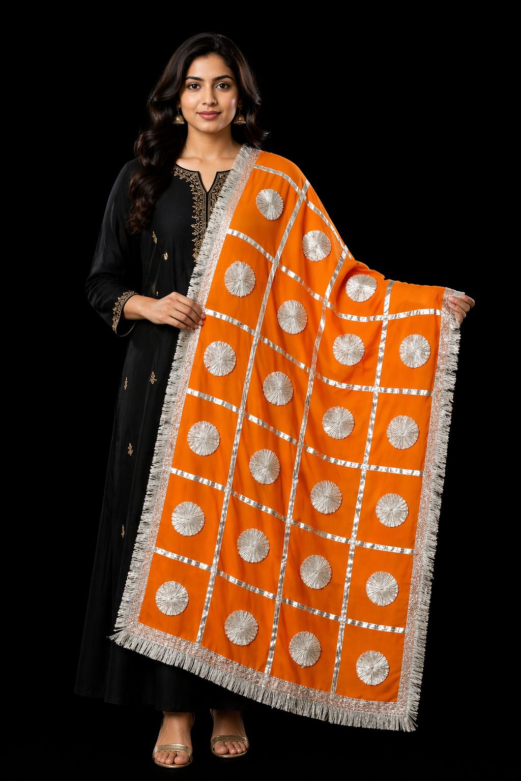 Pure Cotton Embroidered Orange Women Dupatta-image-18