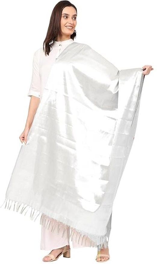 Art Silk Solid Silver Women Dupatta-image-16